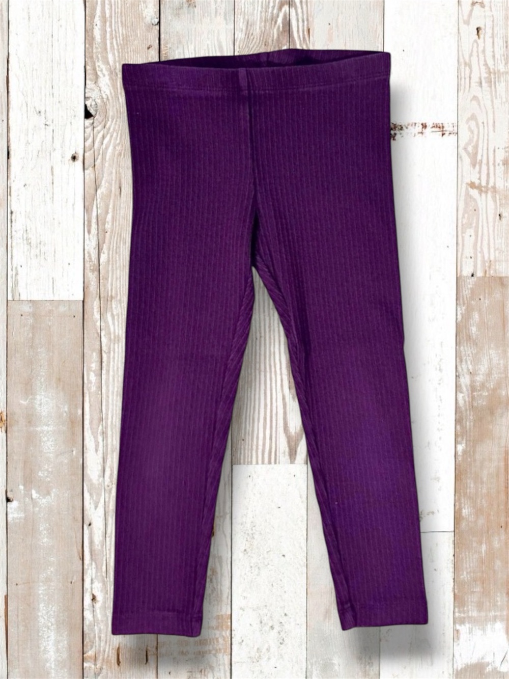 Tea Collection Girls Plum Ribbed Leggings • Size 5 • Like New